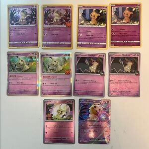 Pokemon Card Mimikyu Card lot, EX, reverse  - Yellow and Purple - no duplicates